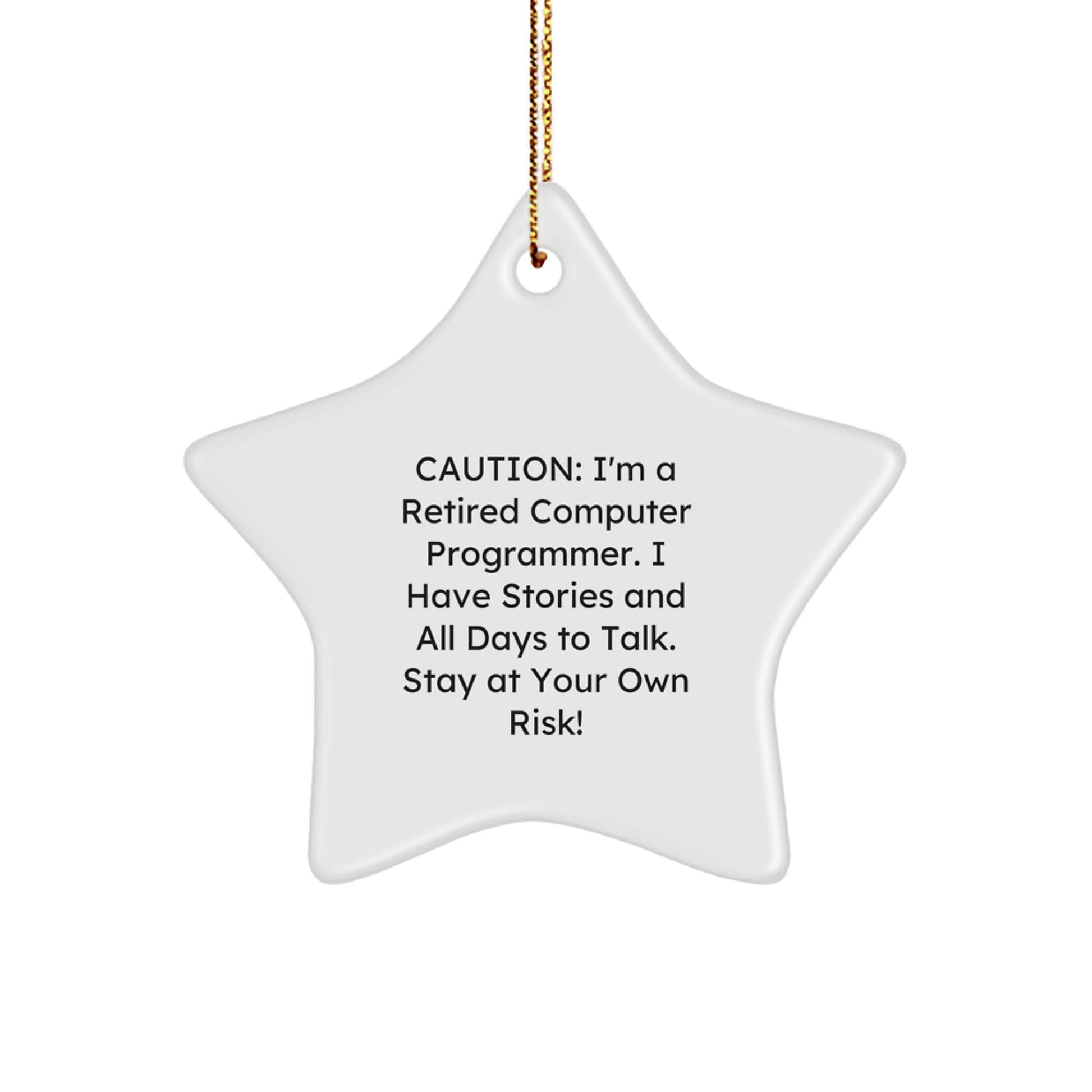 Funny Computer Programmer Gifts from Friends - Stay At Your Own Risk! Star Ornament for Men, Women, Coworkers, Family - Christmas Unique Presents - Victory Thru Vision