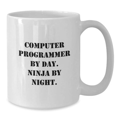 Funny Computer Programmer Gifts from Friends, White Coffee Mug for Ninja Programmers, Birthday Unique Gifts for Men - Victory Thru Vision