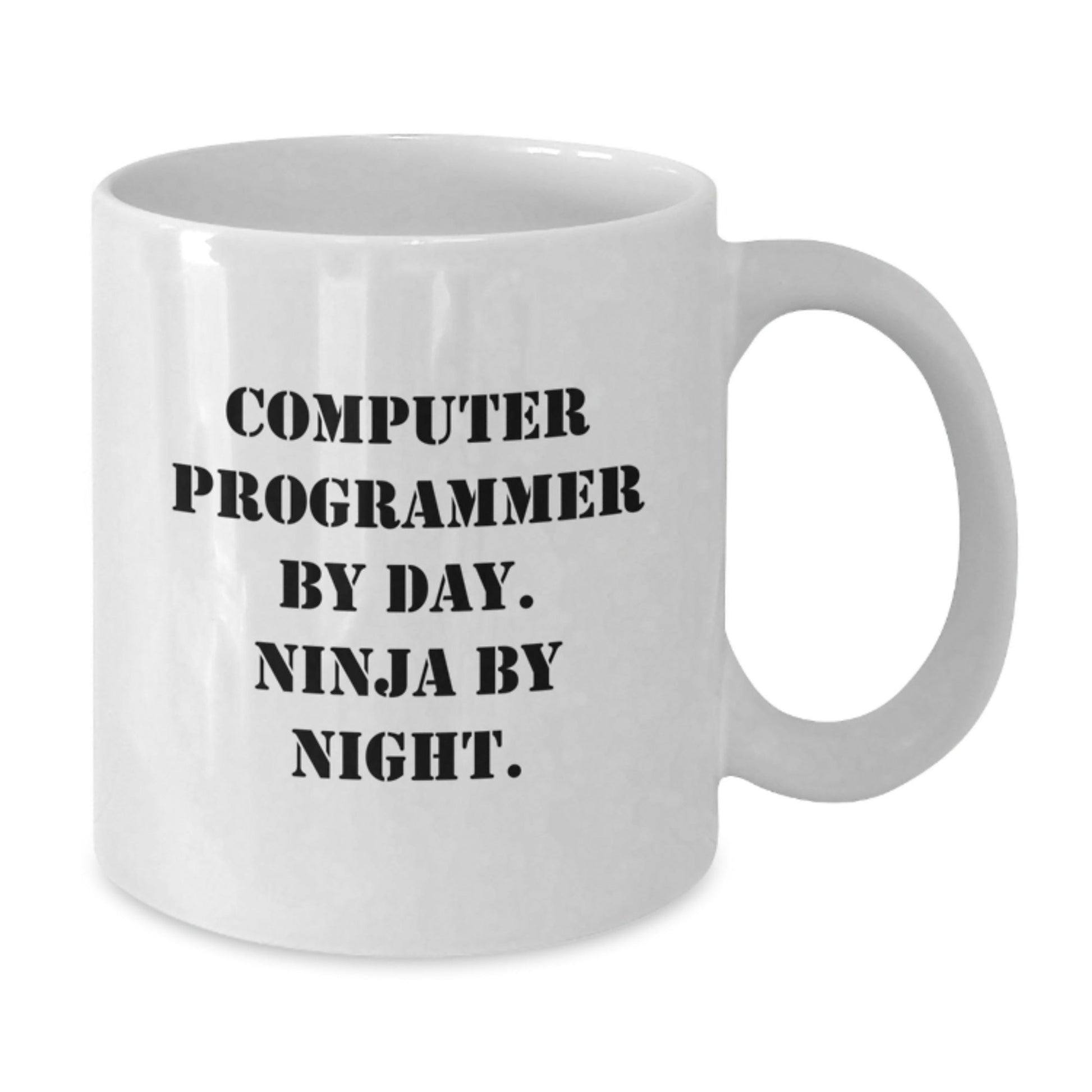 Funny Computer Programmer Gifts from Friends, White Coffee Mug for Ninja Programmers, Birthday Unique Gifts for Men - Victory Thru Vision