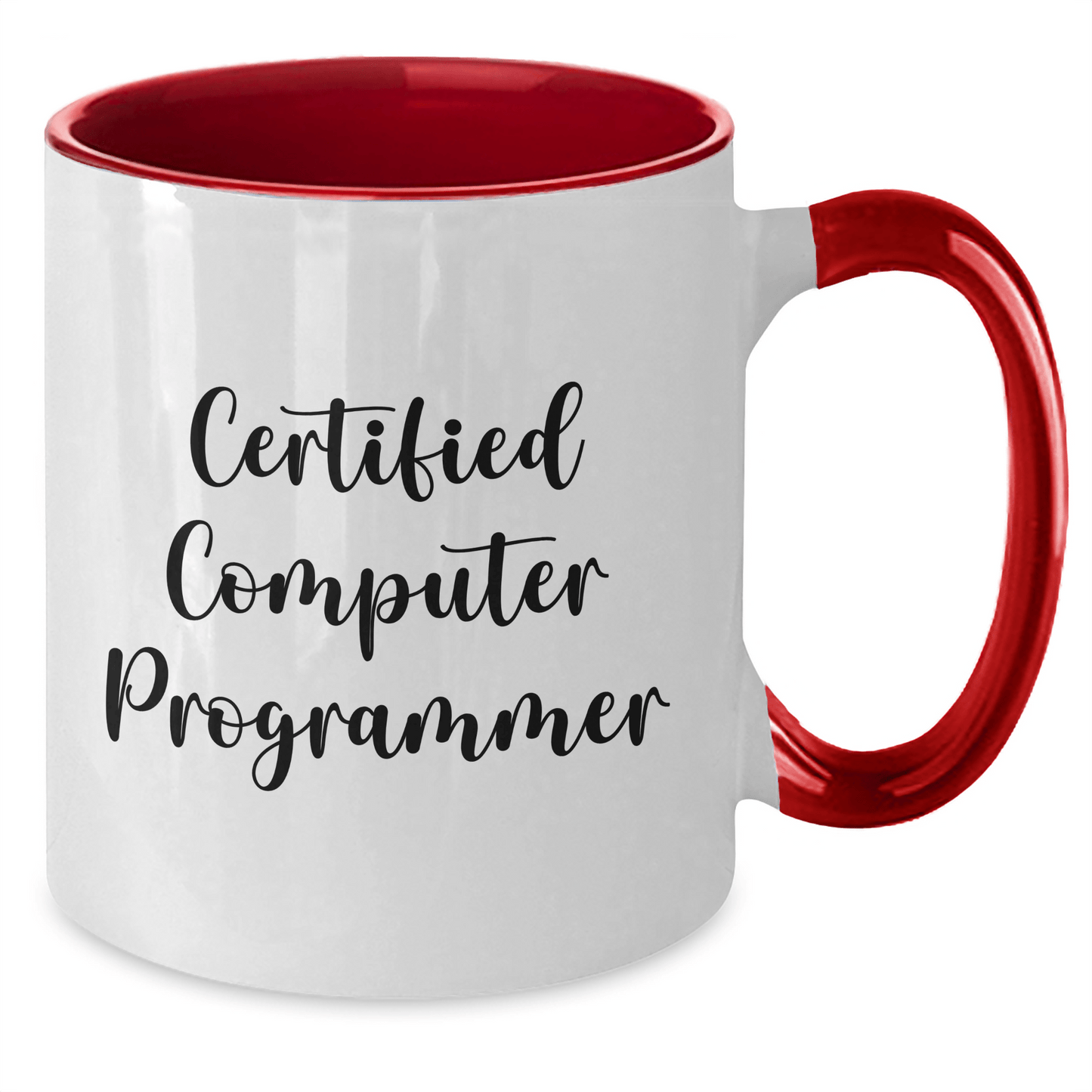 Funny Computer Programmer Gifts from Men - 'Certified Computer Programmer' Two Tone Coffee Mug for Father's Day - Victory Thru Vision 
