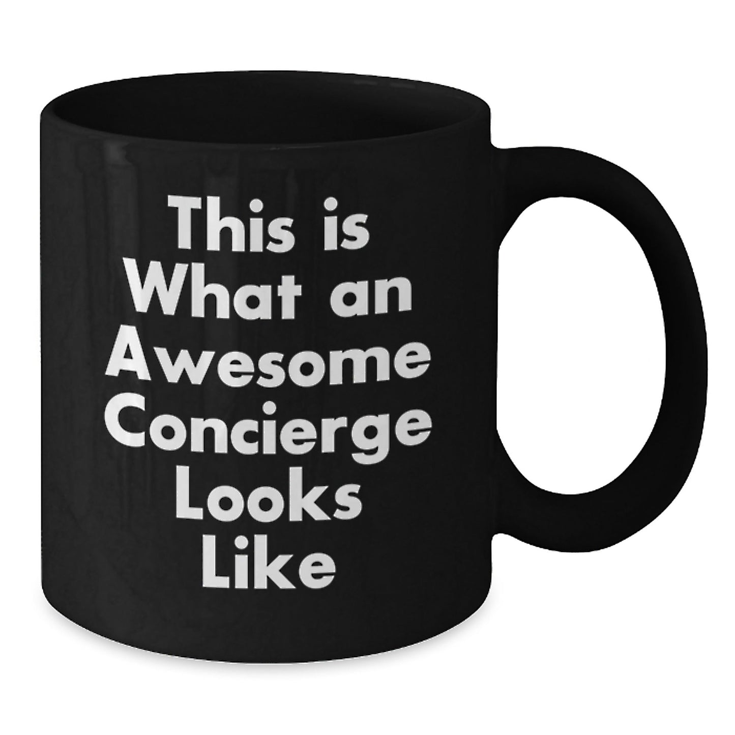 Funny Concierge Gifts from Friends for Awesome Concierge, Black Coffee Mug, Graduation Unique Gifts, This Is What An Awesome Concierge Looks Like - Victory Thru Vision