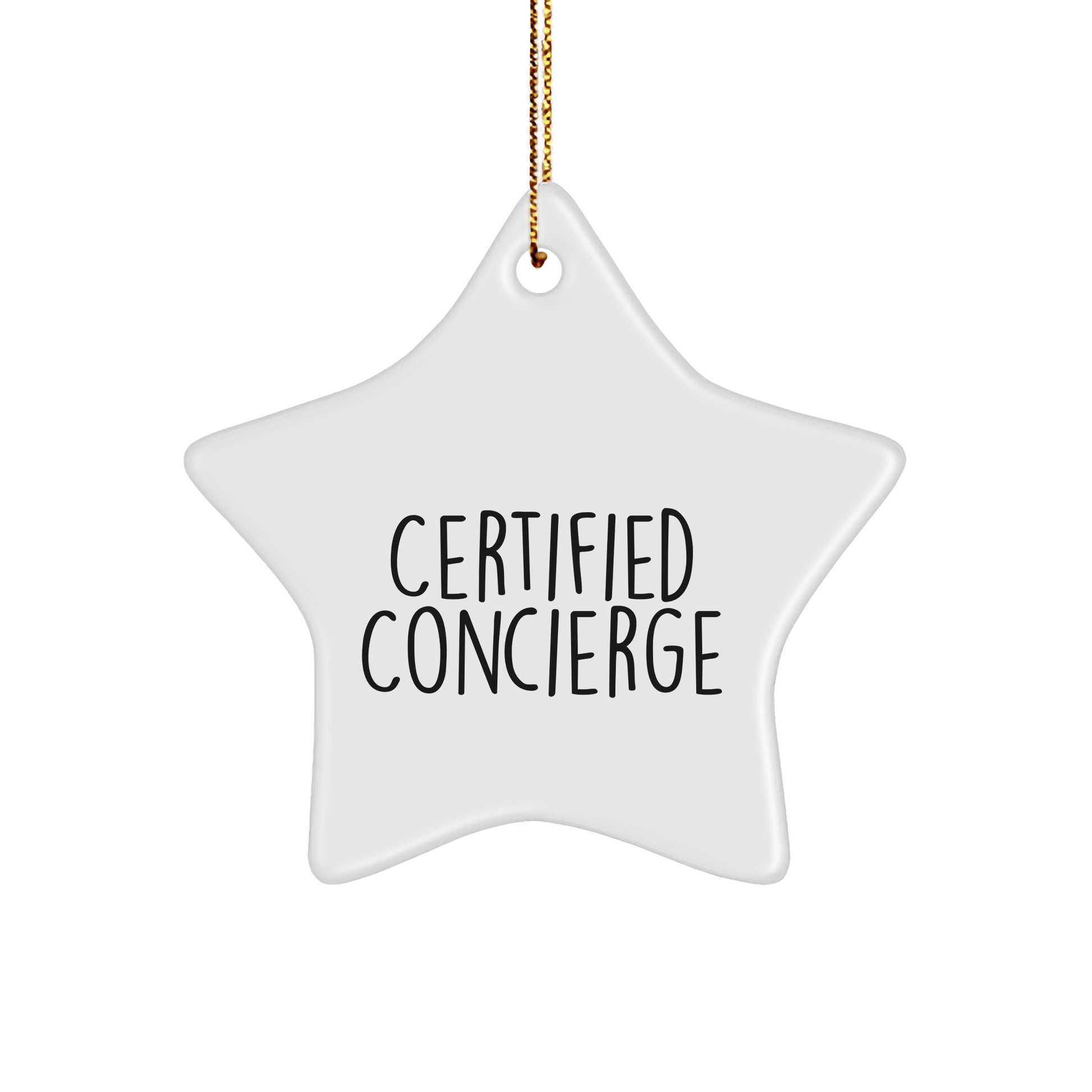 Funny Concierge Gifts from Friends to Family - Star Ornament with Inspirational Quote, Certified Concierge, Christmas Unique Gifts - Victory Thru Vision 