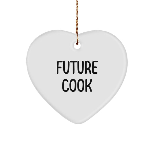 Funny Cook Gifts for Future Cooks - Heart Ornament for Christmas from Friends & Family, 'Future Cook, You're the Heart of the Kitchen!' - Victory Thru Vision