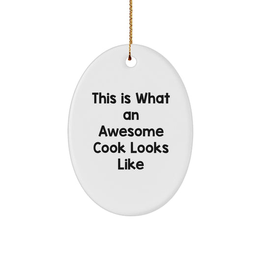 Funny Cook Gifts from Family for Christmas Oval Ornament - This Is What An Awesome Cook Looks Like - Victory Thru Vision