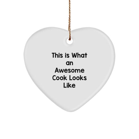 Funny Cook Gifts from Friends for Christmas - Heart Ornament This Is What An Awesome Cook Looks Like, Unique Christmas Unique Gifts for Her, Him, Family - Victory Thru Vision