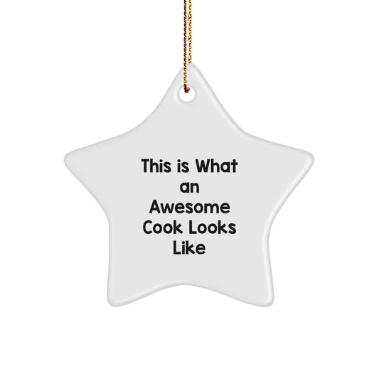 Funny Cook Gifts from Men to Awesome Cooks - This Is What An Awesome Cook Looks Like Star Ornament, White, 3.25" tall, Christmas Unique Gifts - Victory Thru Vision