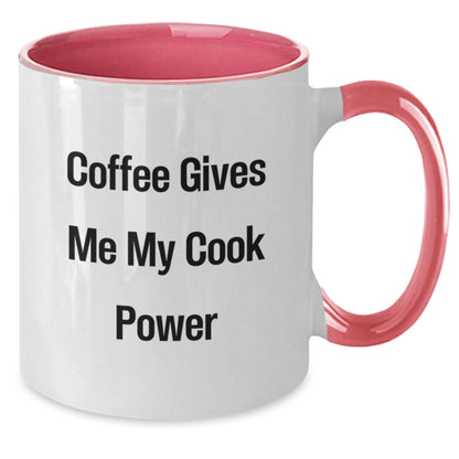 Funny Cook Power Mug, Gifts from Friends for Cook, Graduation Unique Gifts, Two Tone Coffee Mug - Victory Thru Vision