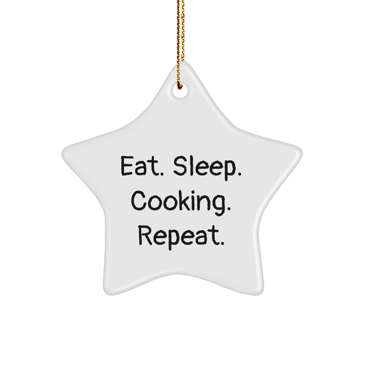 Funny Cooking Gifts for Friends from Eat. Sleep. Cooking. Repeat. - White Star Ornament for Christmas - Victory Thru Vision 
