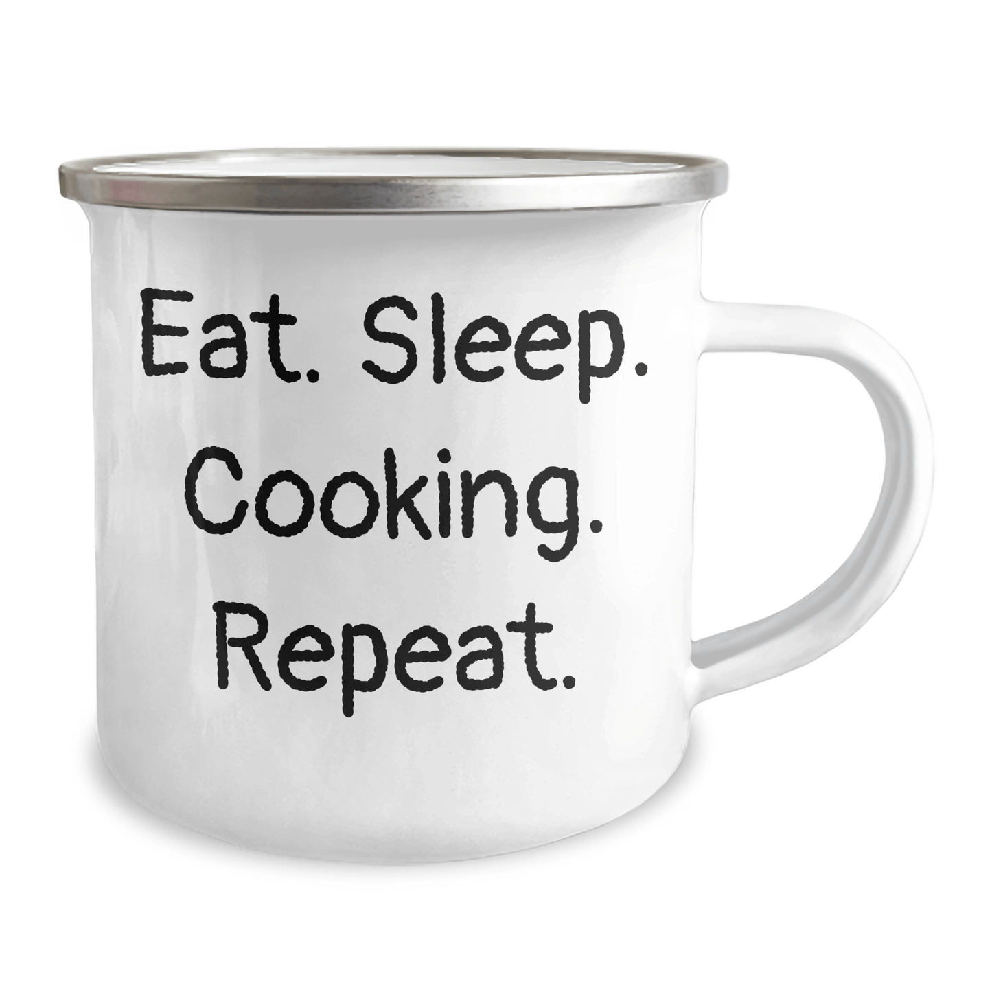 Funny Cooking Quote Gifts from Family for Men and Women Camping Mug, Eat. Sleep. Cooking. Repeat., Perfect Graduation Unique Gifts for Cooking Enthusiasts - Victory Thru Vision 