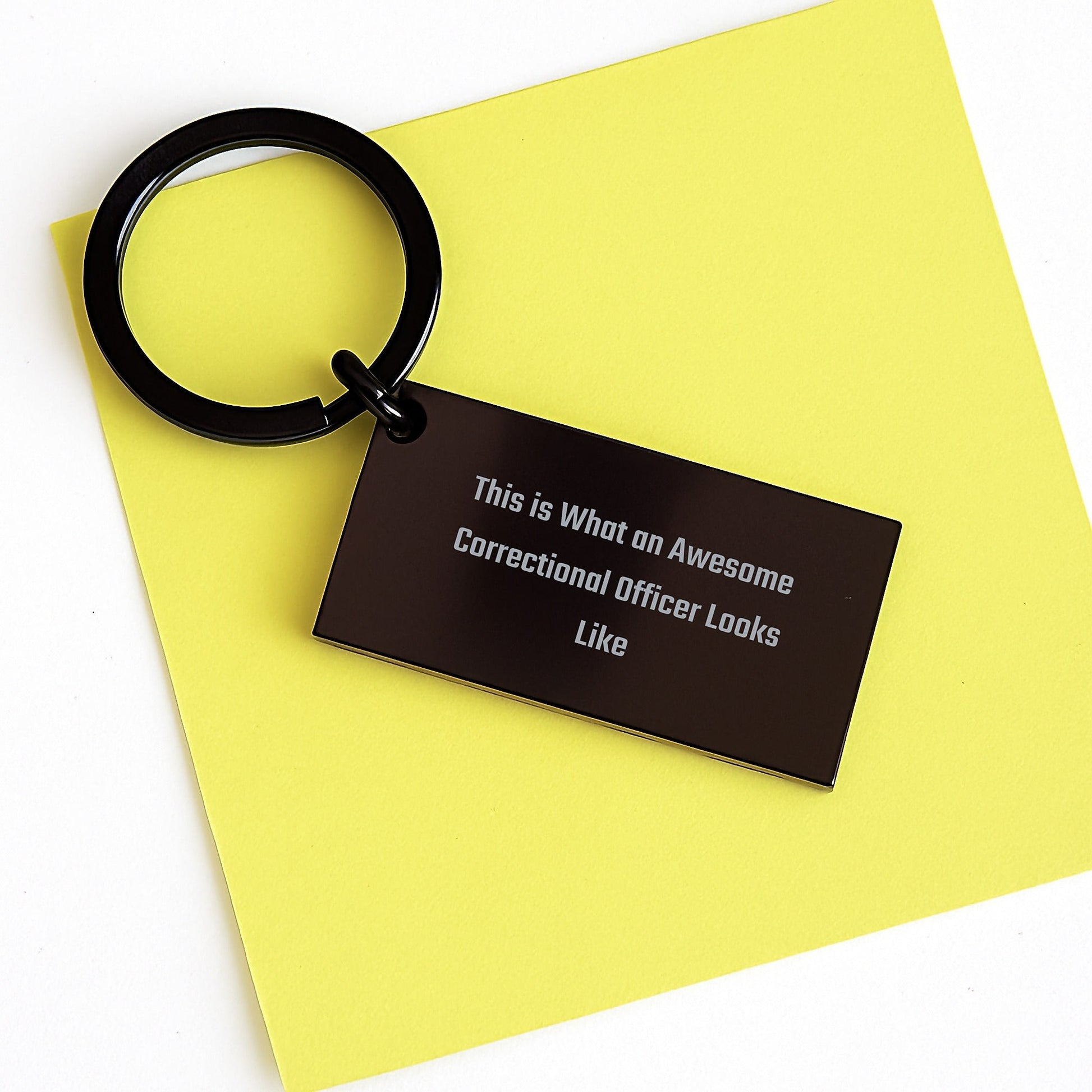 Funny Correctional Officer Gifts - This Is What An Awesome Keychain Looks Like, Black Stainless Steel, Perfect Graduation Present from Friends to Men - Victory Thru Vision