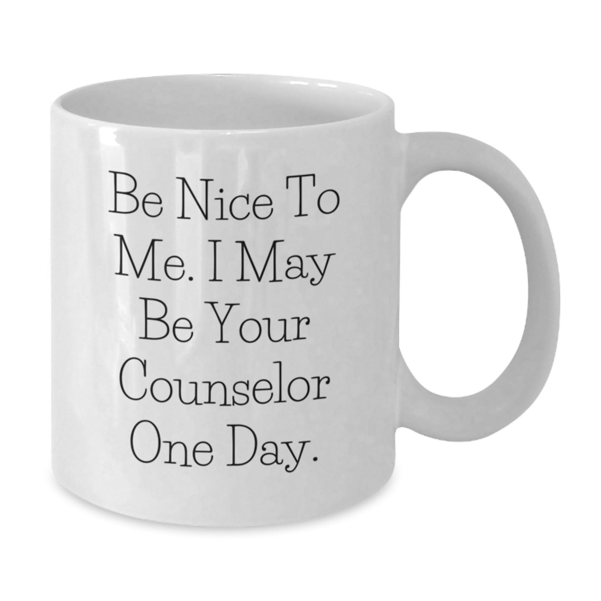 Funny Counselor Gifts from Friends, Be Nice To Me White Coffee Mug, Graduation Unique Gifts for Counselor - Victory Thru Vision