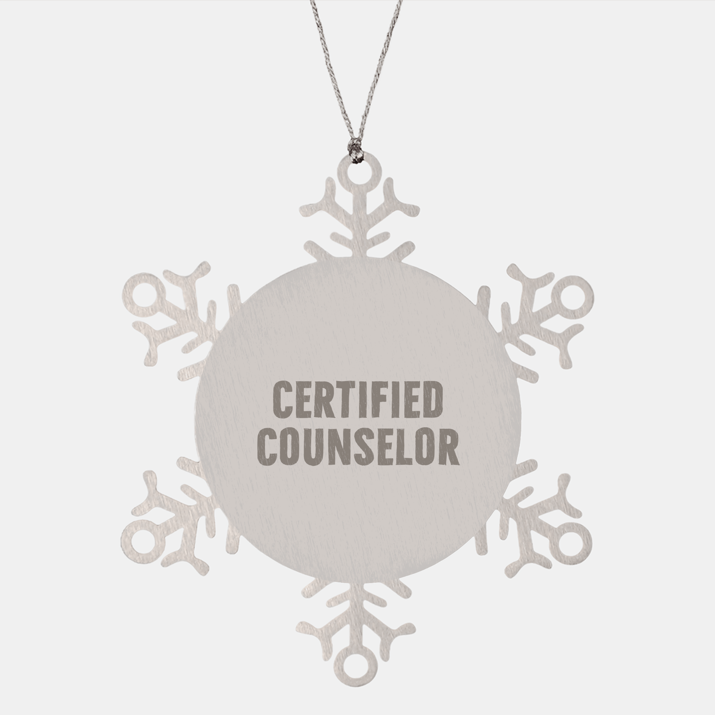 Funny Counselor Gifts from Men to Friends - Shatterproof Snowflake Ornament for Christmas, Certified Counselor Quote, Unique Counselor Present for Women, Coworkers and Family - Victory Thru Vision 
