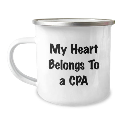 Funny CPA Gifts from Friends - My Heart Belongs To A CPA Camping Mug, Birthday Unique Gifts for CPA, Men, Women, Family - Victory Thru Vision
