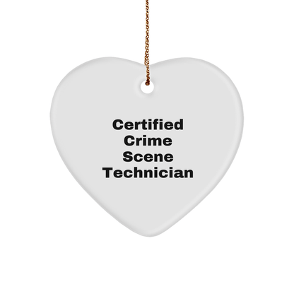 Funny Crime Scene Technician Gifts from Family - Heart Ornament for Crime Scene Technician Friends and Coworkers, 'Certified Crime Scene Technician' Quote, Christmas Unique Favorites - Victory Thru Vision 