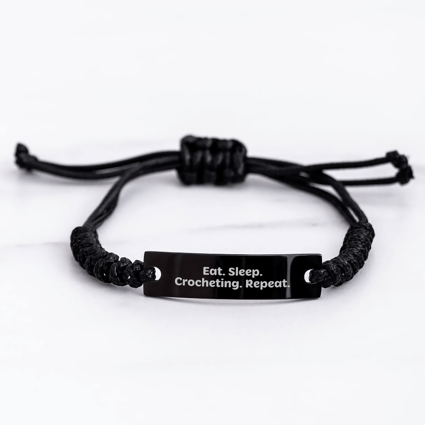 Funny Crocheting Gifts for Men, Eat. Sleep. Crocheting. Repeat. Rope Bracelet from Family, Unique Father's Day Unique Gifts for Crocheting Lovers - Victory Thru Vision 