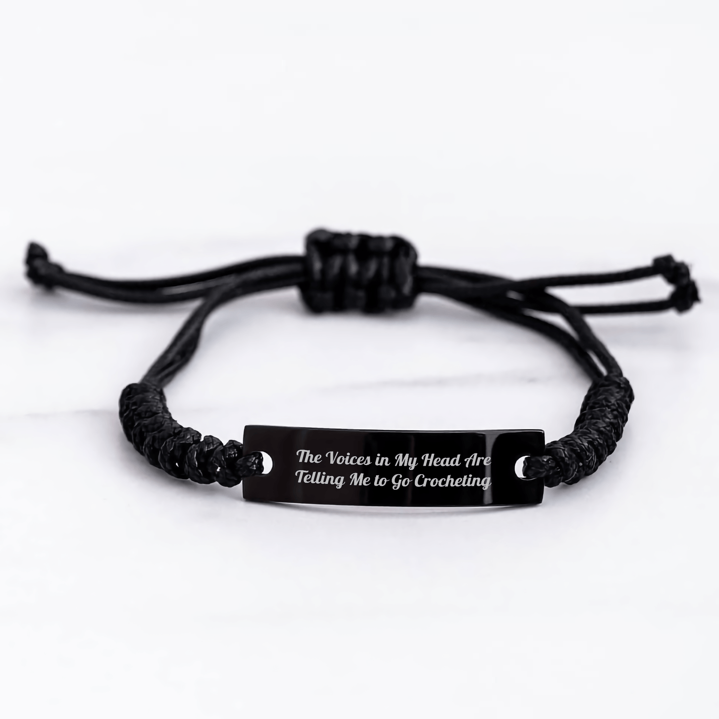 Funny Crocheting Gifts from Friends for Crocheting Lovers - Adjustable Rope Bracelet, Graduation Unique Gifts, The Voices In My Head Are Telling Me To Go Crocheting - Victory Thru Vision