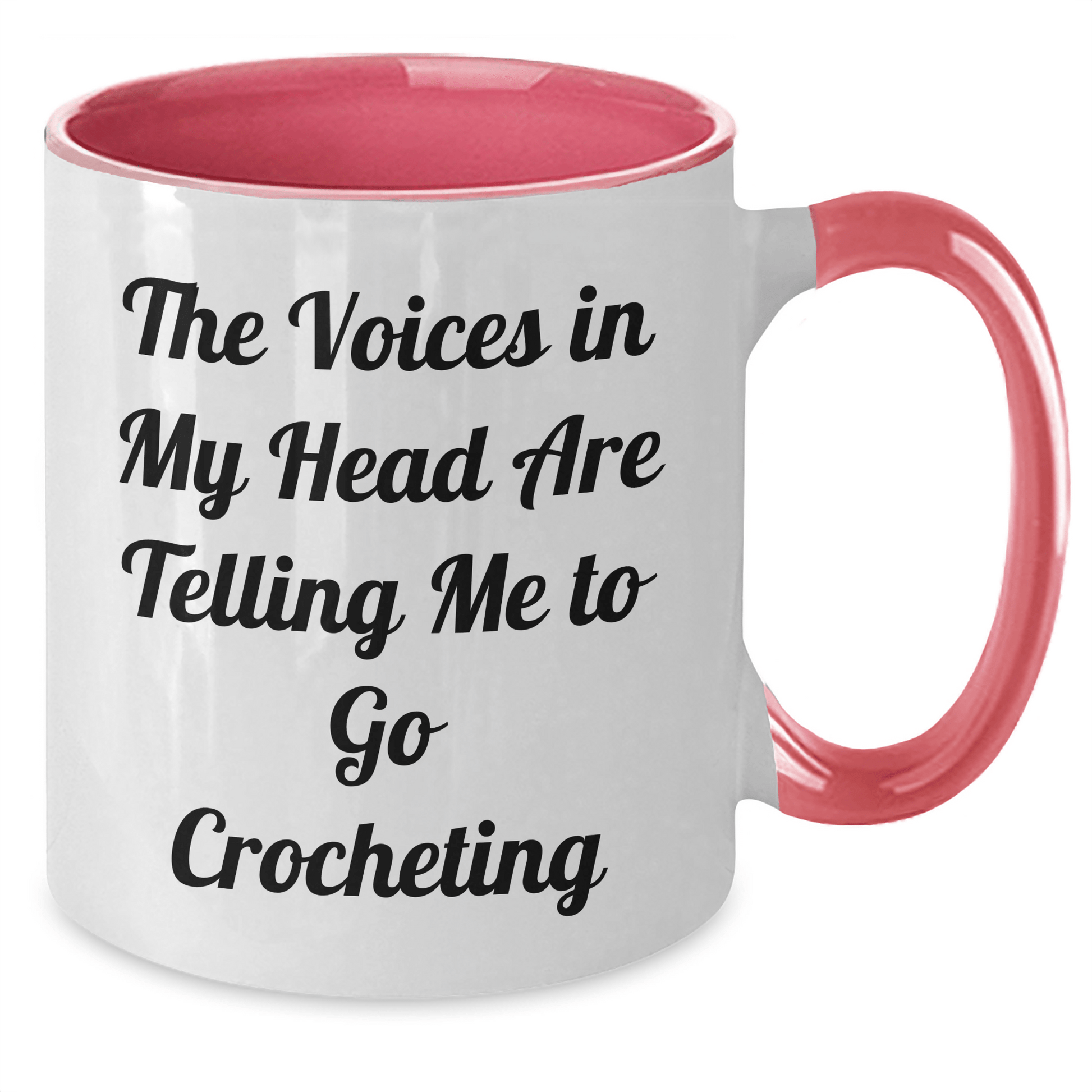 Funny Crocheting Gifts from Friends for Graduation, Crocheting Enthusiasts' Unique Two Tone Coffee Mugs - The Voices In My Head Are Telling Me To Go Crocheting - Victory Thru Vision