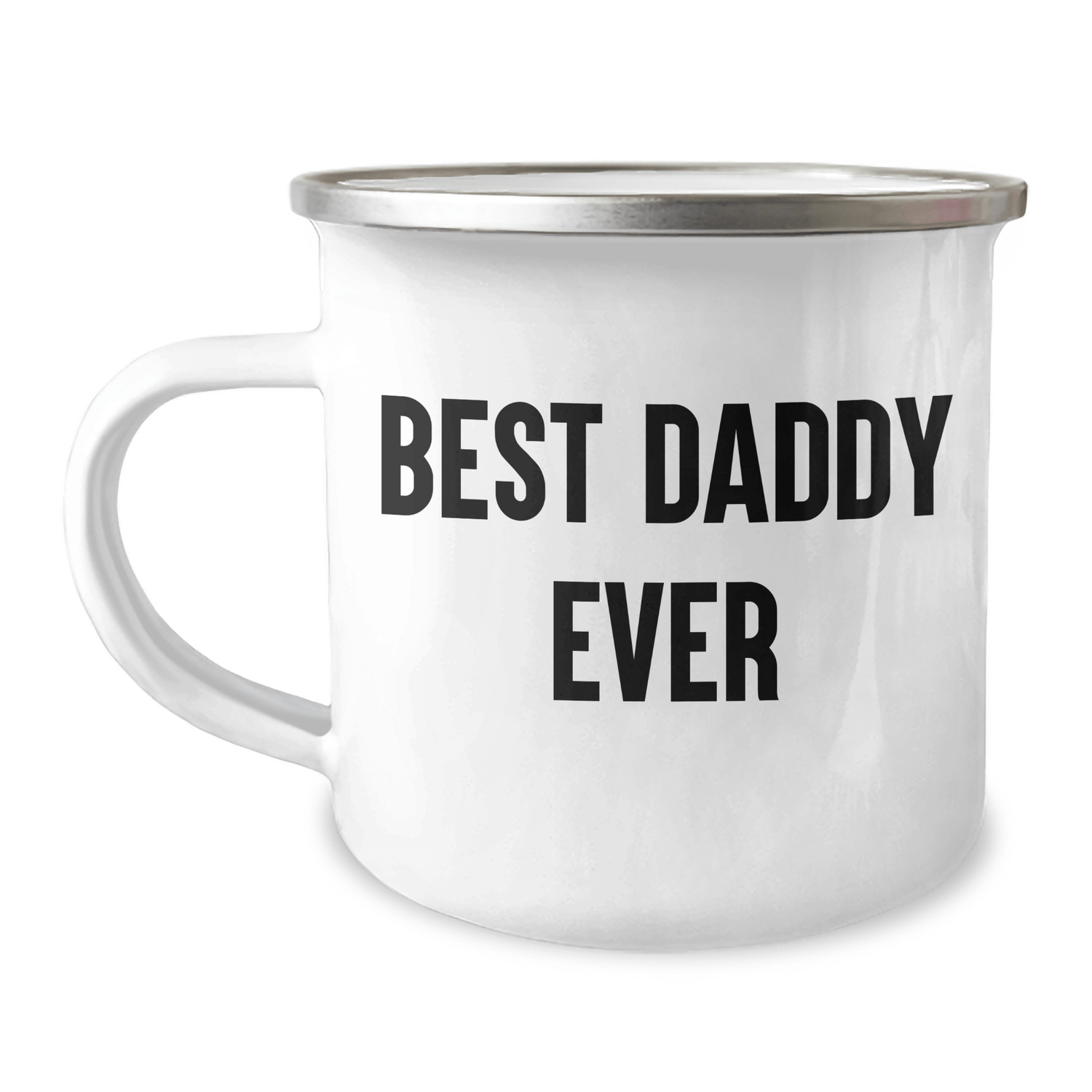 Funny Daddy Gifts - Best Daddy Ever Camping Mug, 12 oz Stainless Steel with Enamel Finish, Perfect for Father's Day Unique Gifts from Family - Victory Thru Vision 