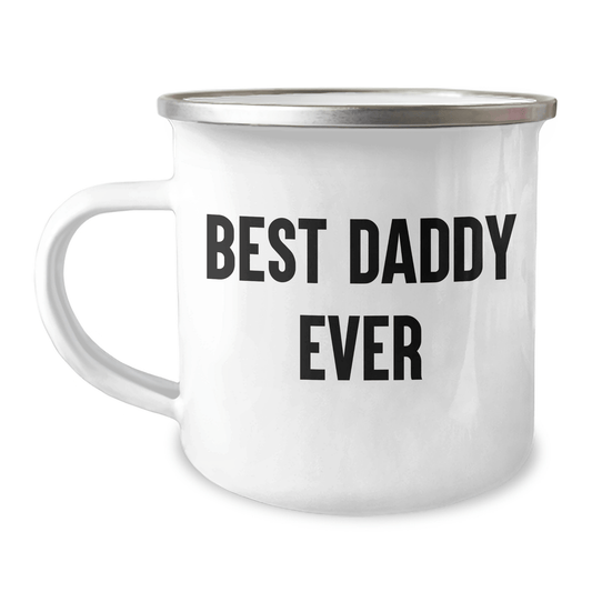 Funny Daddy Gifts - Best Daddy Ever Camping Mug, 12 oz Stainless Steel with Enamel Finish, Perfect for Father's Day Unique Gifts from Family - Victory Thru Vision 