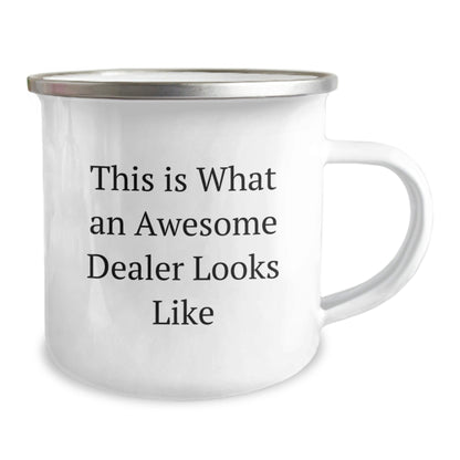 Funny Dealer Gifts for Men, Women, Friends, and Family - This Is What An Awesome Dealer Looks Like Camping Mug for Graduation - Victory Thru Vision
