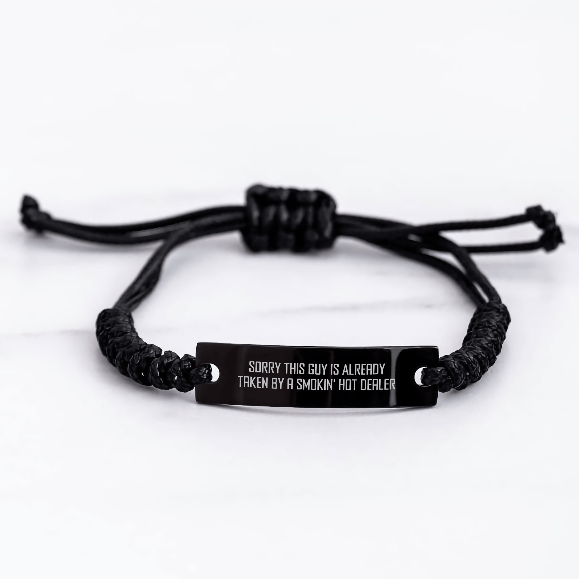 Funny Dealer Gifts from Men to Friends - Sorry This Guy Is Already Taken By A Smokin' Hot Dealer Rope Bracelet for Father's Day - Victory Thru Vision 