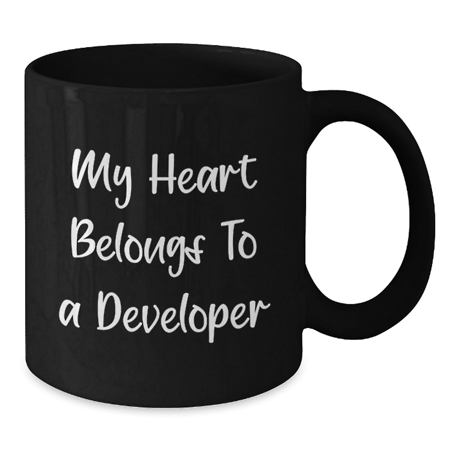 Funny Developer Gifts for Men, My Heart Belongs To A Developer, Black Coffee Mug, Birthday Unique Gifts from Friends, Gifts for Developer - Victory Thru Vision
