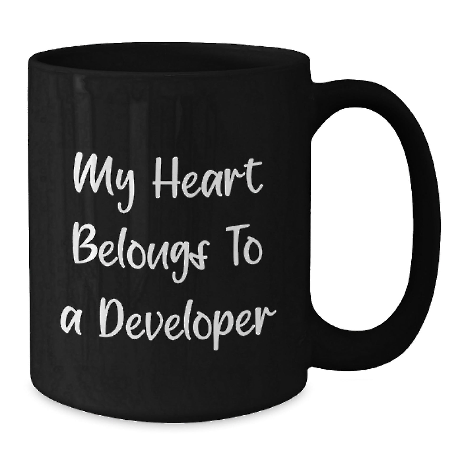 Funny Developer Gifts for Men, My Heart Belongs To A Developer, Black Coffee Mug, Birthday Unique Gifts from Friends, Gifts for Developer - Victory Thru Vision