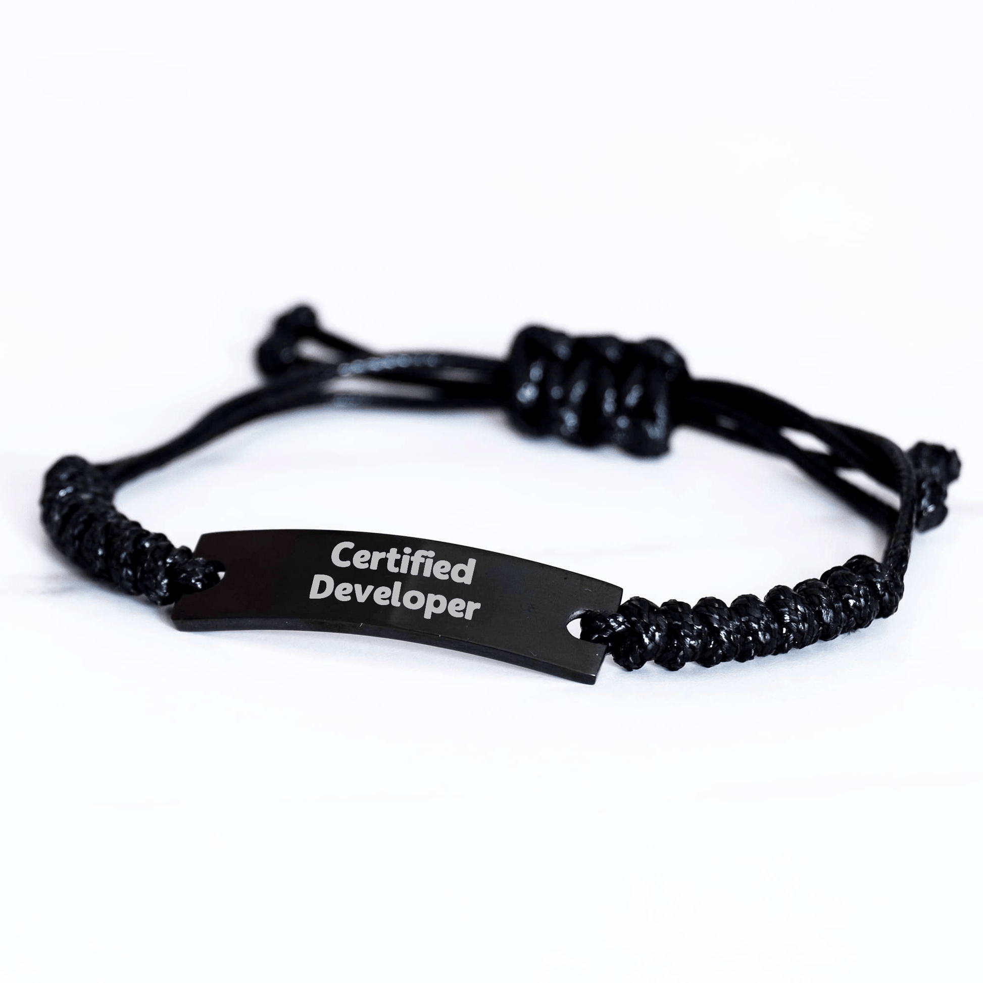 Funny Developer Gifts from Men to Friends on Mother's Day - Adjustable Rope Bracelet with Quote 'Certified Developer' - Perfect Unique Gift for Women too - Victory Thru Vision 