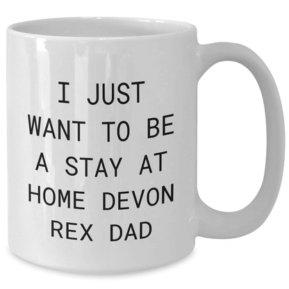 Funny Devon Rex Cat Dad Gifts from Mom to Stay At Home Dad on Father's Day, White Coffee Mug, 11oz or 15oz Capacity, Ceramic, Microwave, Dishwasher Safe - Victory Thru Vision 