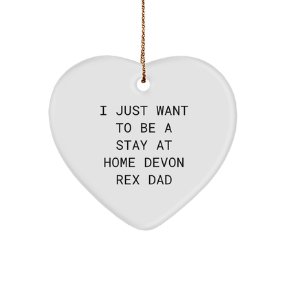 Funny Devon Rex Cat Gifts for Men, Heart Ornament from Dad to Son, I Just Want To Be A Stay At Home Dad, Christmas Unique Gift for Him - Victory Thru Vision 