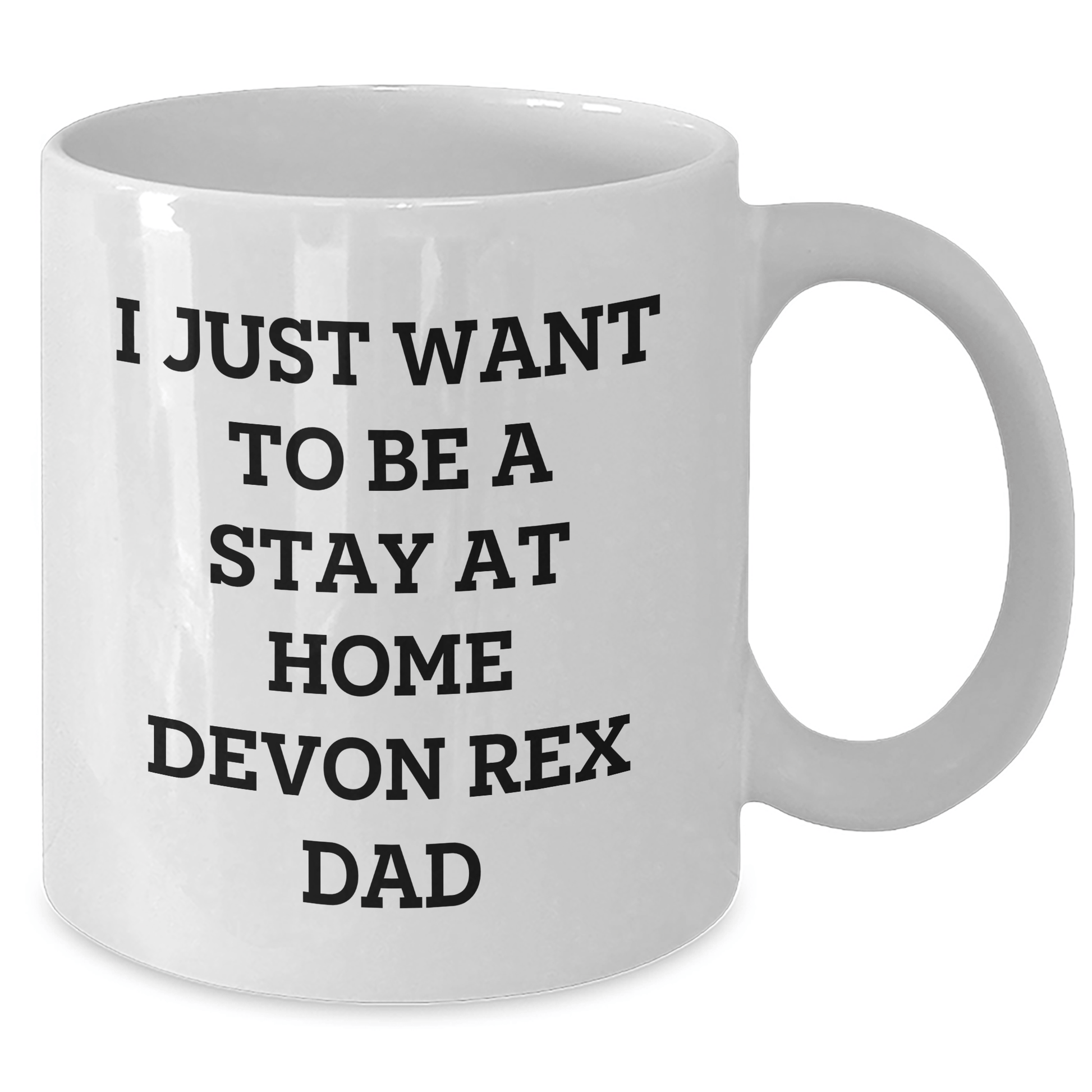 Funny Devon Rex Cat Lover Gifts, I Just Want To Be A Stay At Home Dad, White Coffee Mug, Father's Day Unique Gifts from Men to Family - Victory Thru Vision