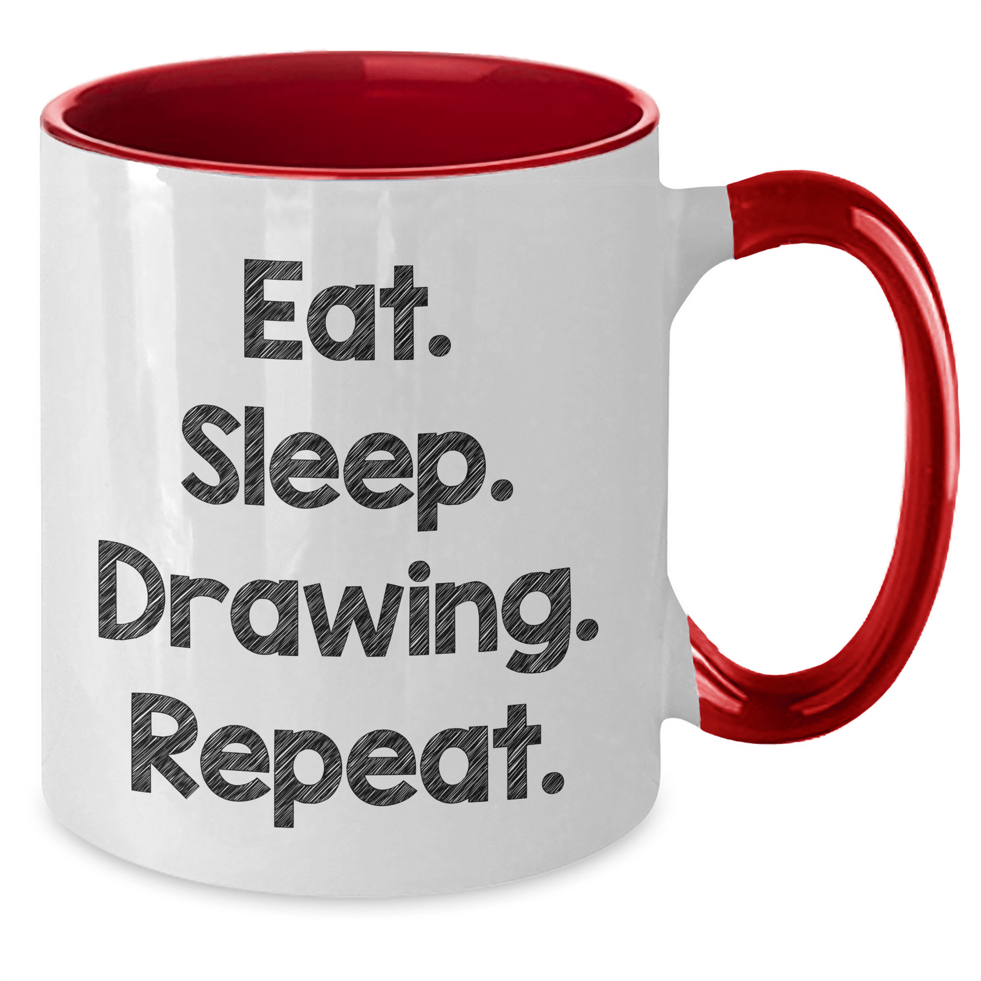 Funny Drawing Enthusiast Gifts from Friends - Eat. Sleep. Drawing. Repeat. Two Tone Coffee Mug for Men, Women, Family - Victory Thru Vision 