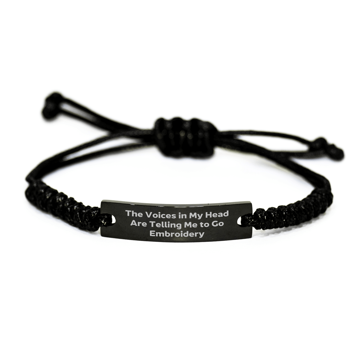 Funny Embroidery Gifts from Friends, Unique Rope Bracelet for Graduation with Inspirational Quote, 'The Voices In My Head Are Telling Me To Go Embroidery', Gifts for Embroidery Enthusiasts - Victory Thru Vision