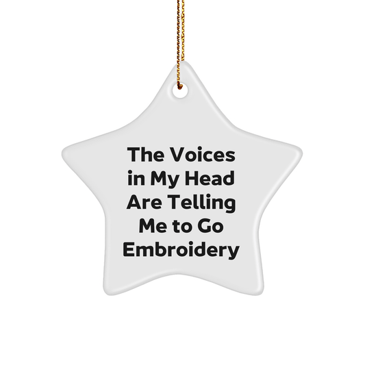 Funny Embroidery Gifts from Women for Embroidery Lovers - Star Ornament with Inspirational Quote, Perfect Christmas Decor for Friends, Family, Coworkers - Victory Thru Vision