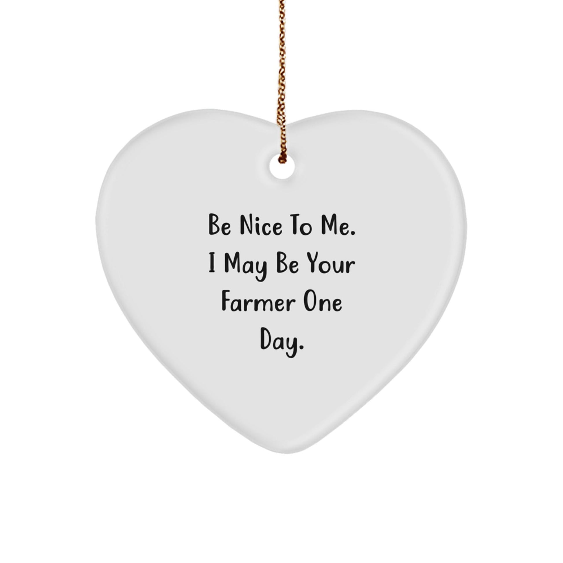 Funny Farmer Gifts - Be Nice To Me. I May Be Your Farmer One Day. Heart Ornament, Gifts from Friends, Gifts for Farmer - Victory Thru Vision