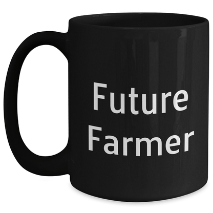 Funny Farmer Gifts for Future Farmers - Inspirational Black Coffee Mug, Graduation Unique Gifts from Friends - Victory Thru Vision