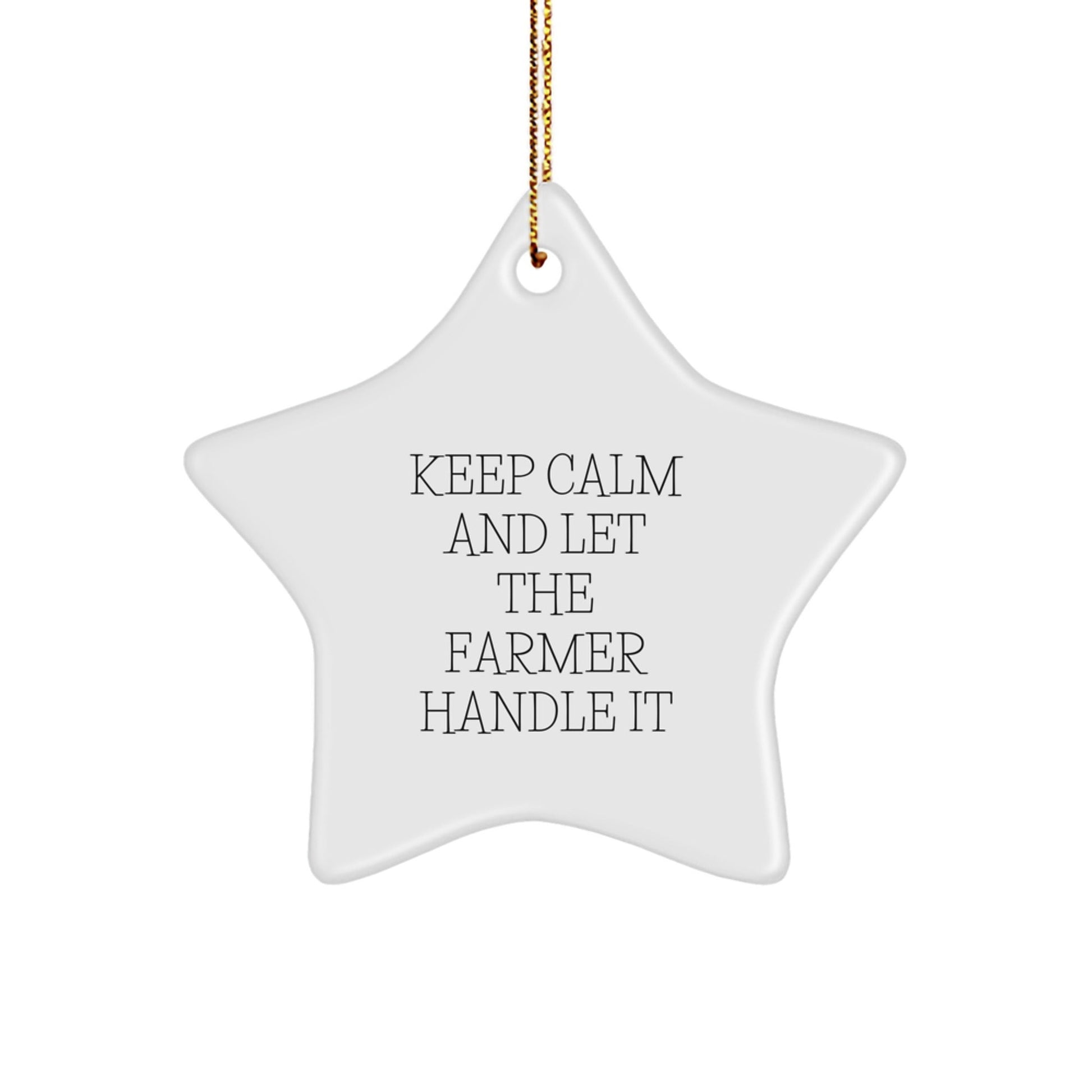 Funny Farmer Gifts - 'Keep Calm And Let The Farmer Handle It' Star Ornament for Christmas, Gifts from Men to Farmers - Victory Thru Vision