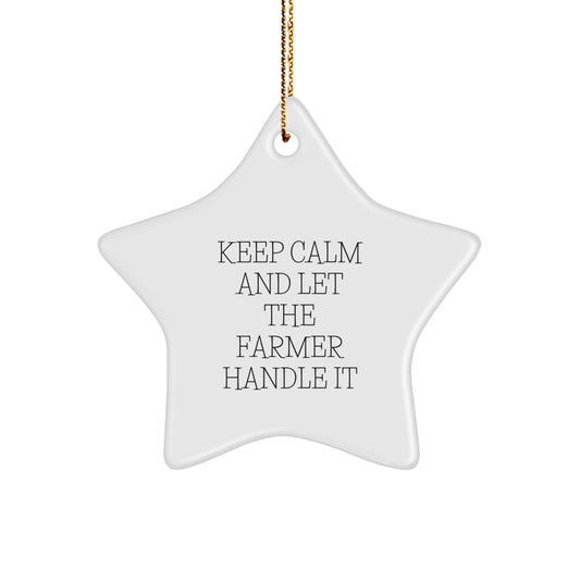Funny Farmer Gifts - 'Keep Calm And Let The Farmer Handle It' Star Ornament for Christmas, Gifts from Men to Farmers - Victory Thru Vision