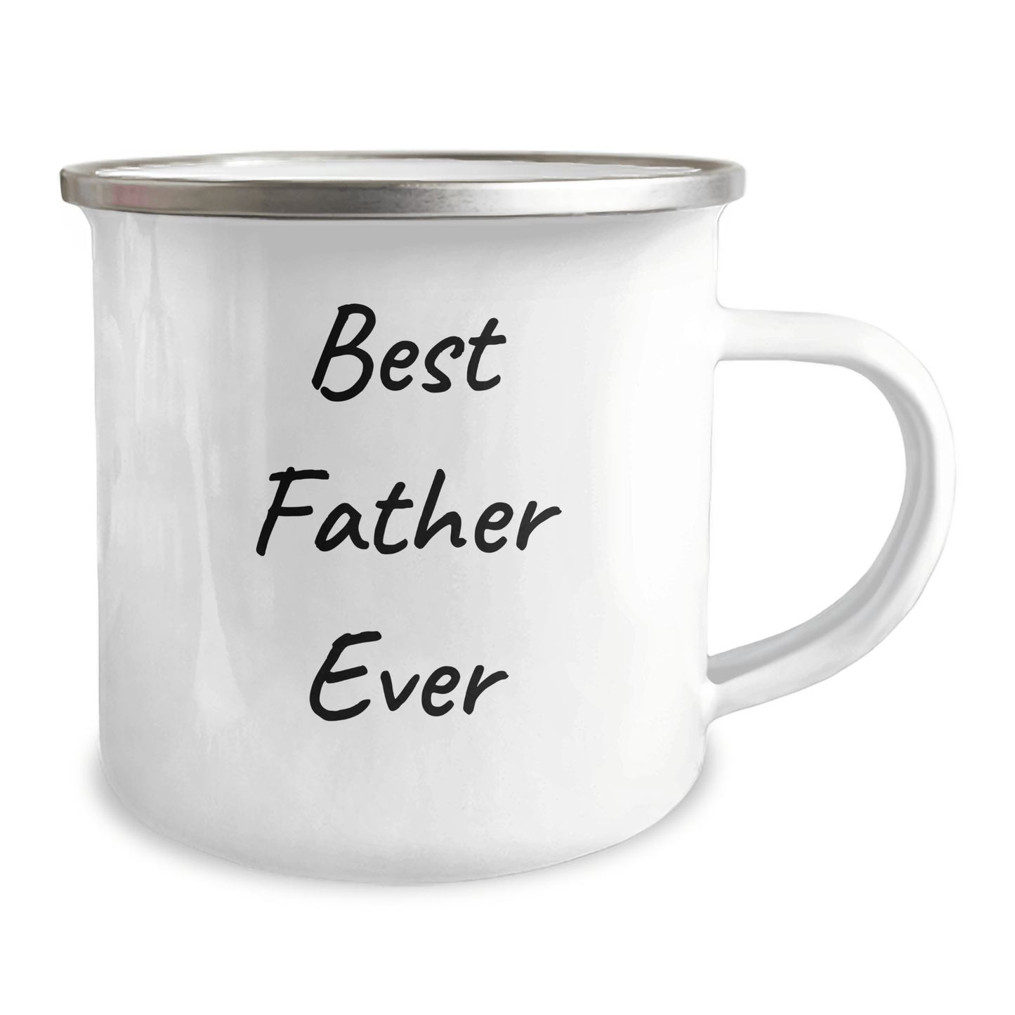 Funny Father Quotes Gifts from Men for Best Dad Ever Camping Mug, 12 oz Stainless Steel with Enamel Finish, Perfect for Graduation - Victory Thru Vision