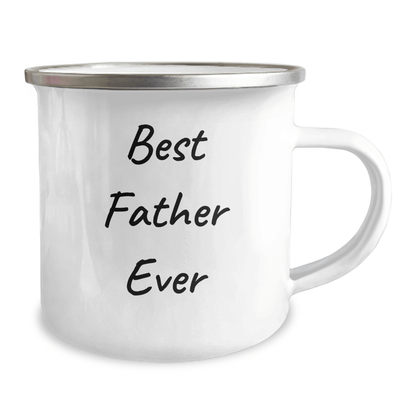 Funny Father Quotes Gifts from Men for Best Dad Ever Camping Mug, 12 oz Stainless Steel with Enamel Finish, Perfect for Graduation - Victory Thru Vision