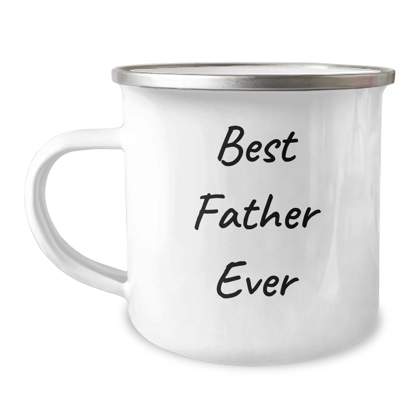 Funny Father Quotes Gifts from Men for Best Dad Ever Camping Mug, 12 oz Stainless Steel with Enamel Finish, Perfect for Graduation - Victory Thru Vision