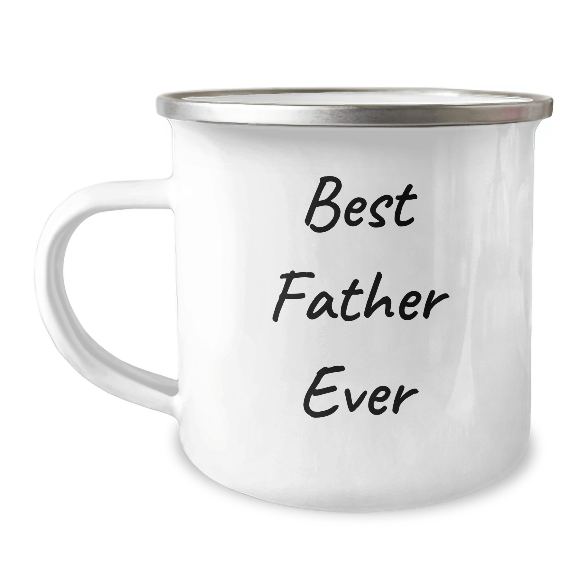 Funny Father Quotes Gifts from Men for Best Dad Ever Camping Mug, 12 oz Stainless Steel with Enamel Finish, Perfect for Graduation - Victory Thru Vision