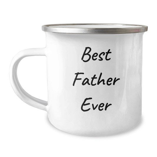 Funny Father Quotes Gifts from Men for Best Dad Ever Camping Mug, 12 oz Stainless Steel with Enamel Finish, Perfect for Graduation - Victory Thru Vision