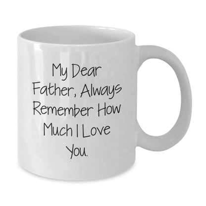 Funny Father's Birthday Unique Gift, 'My Dear Father, Always Remember How Much I Love You', White Coffee Mug from Family - Victory Thru Vision