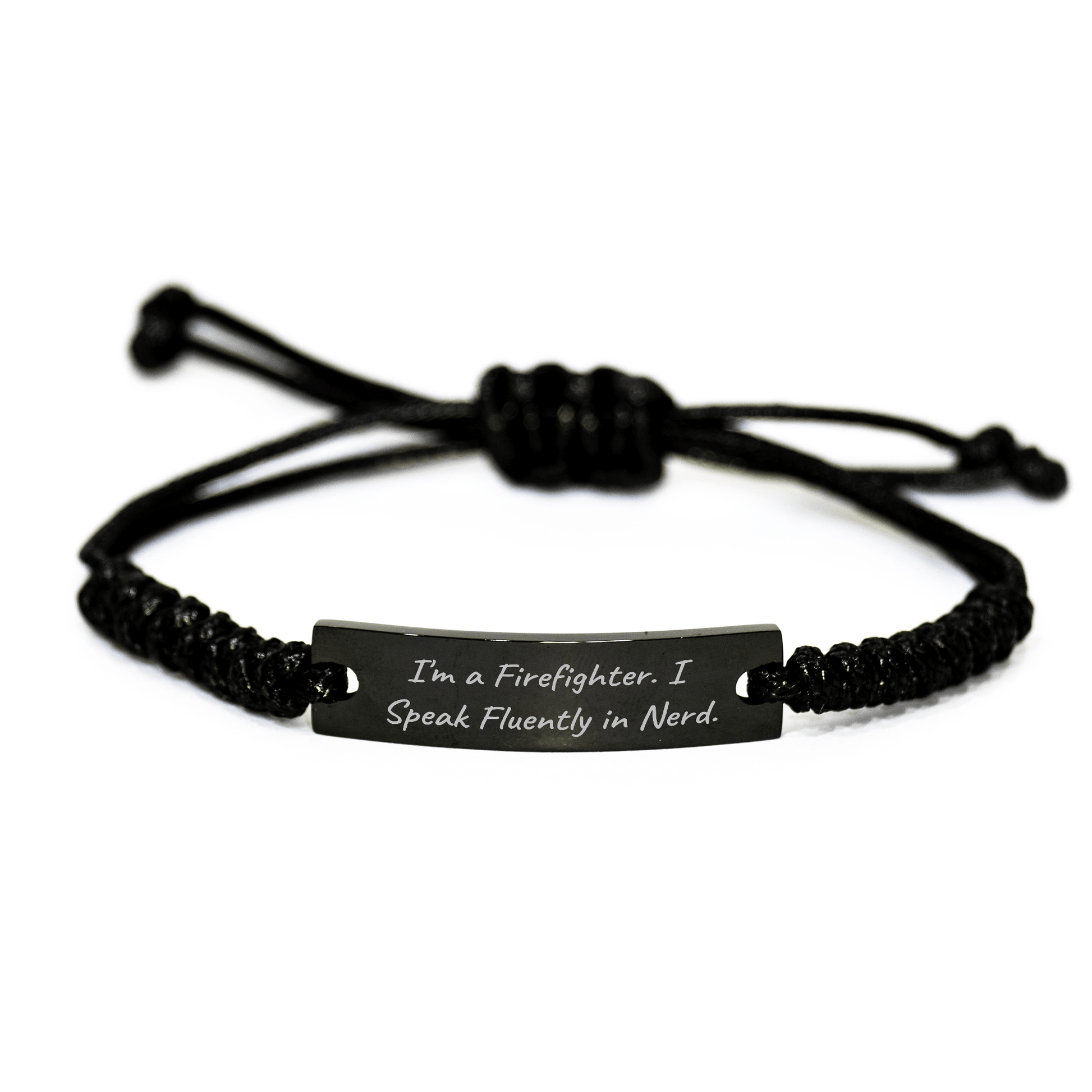 Funny Firefighter Gifts, 'I'm A Firefighter. I Speak Fluently In genius.' Rope Bracelet for Men, Gifts from Friends to Firefighter, Unique Graduation Gifts - Victory Thru Vision