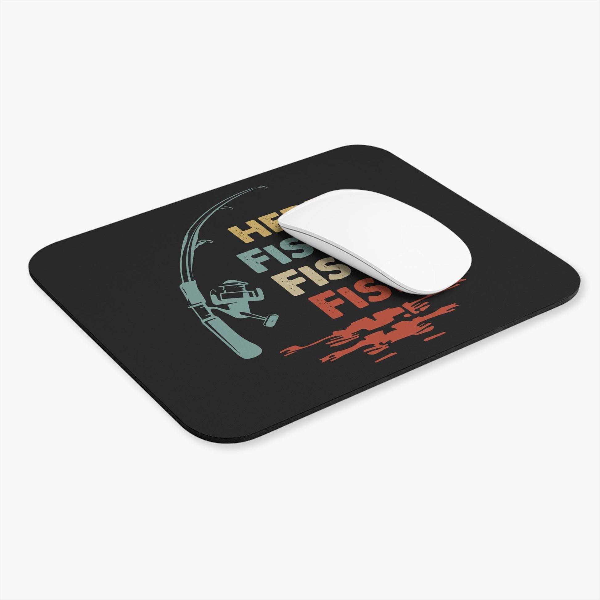Funny Fisherman Mouse Pad, Fishing Rectangle Mat, Here Fishy Fishy Fishy Desk Accessory, Angler Gift Idea, Funny Fishing Quote - Victory Thru Vision 