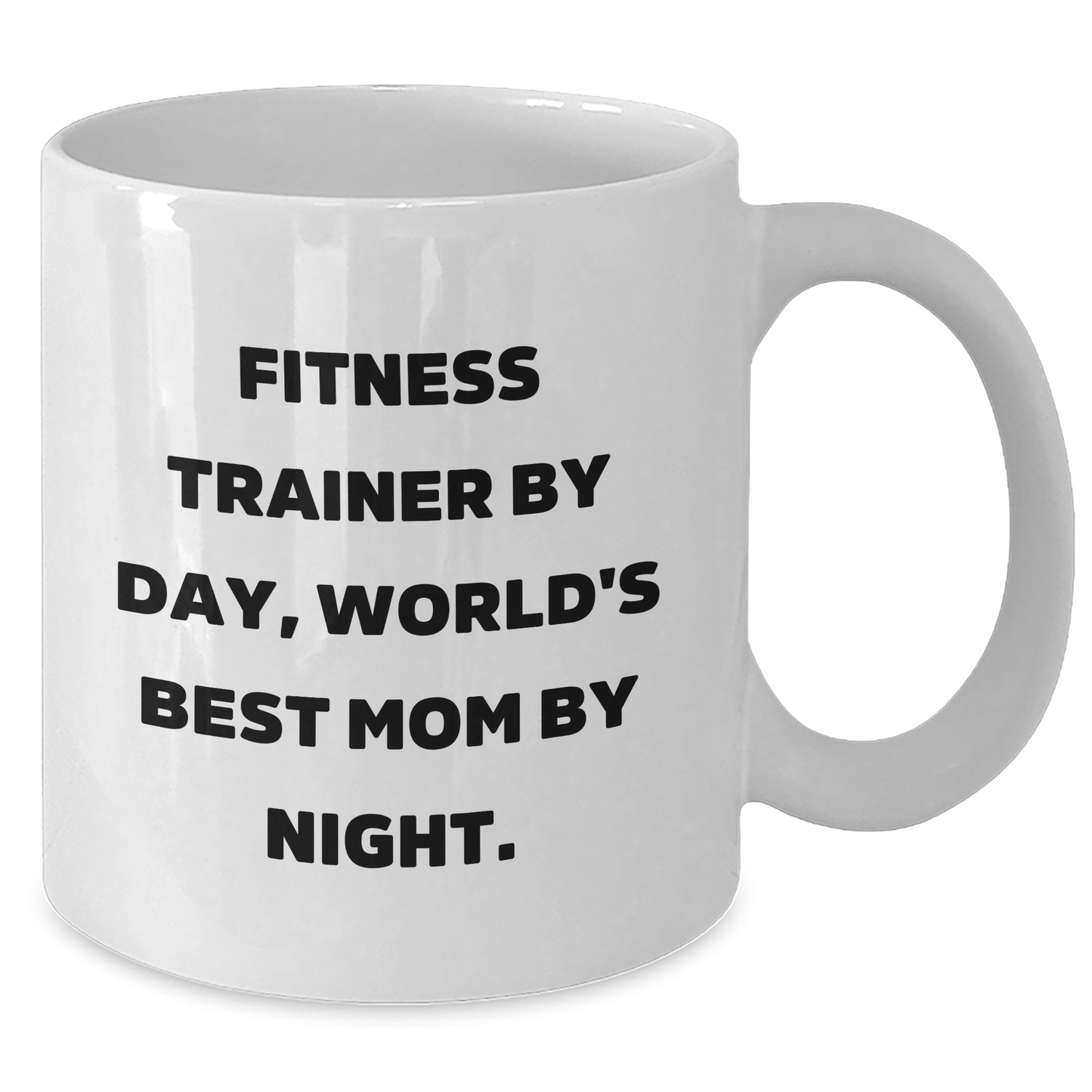 Funny Fitness Trainer Gifts for Him - White Coffee Mug, 'Fitness Trainer By Day, World's Best Mom By Night.' Quote, Perfect for Dad's Birthday or Father's Day Unique Gifts from Mom, Family or Friends - Victory Thru Vision 