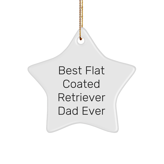 Funny Flat Coated Retriever Dog Gifts for Dad or Friend - Christmas Star Ornament 'Best Flat Coated Retriever Dad Ever' from Family or Friends - Victory Thru Vision 
