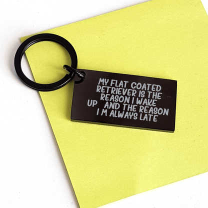Funny Flat Coated Retriever Dog Gifts from Men, Gifts for Flat Coated Retriever Dog Lovers, Engraved Keychain for Father's Day - Victory Thru Vision 