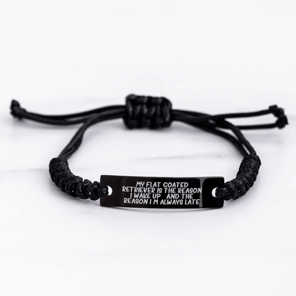 Funny Flat Coated Retriever Dog Lover Gifts from Men to Friends - My Flat Coated Retriever Is The Reason I Wake Up...and The Reason I'm Always Late Black Rope Father's Day Unique Gift for Him - Victory Thru Vision 